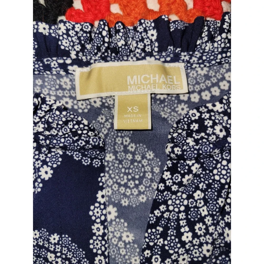 Michael Kors‎ Dress Blue Paisley Print Stretch Women's Extra Small 145